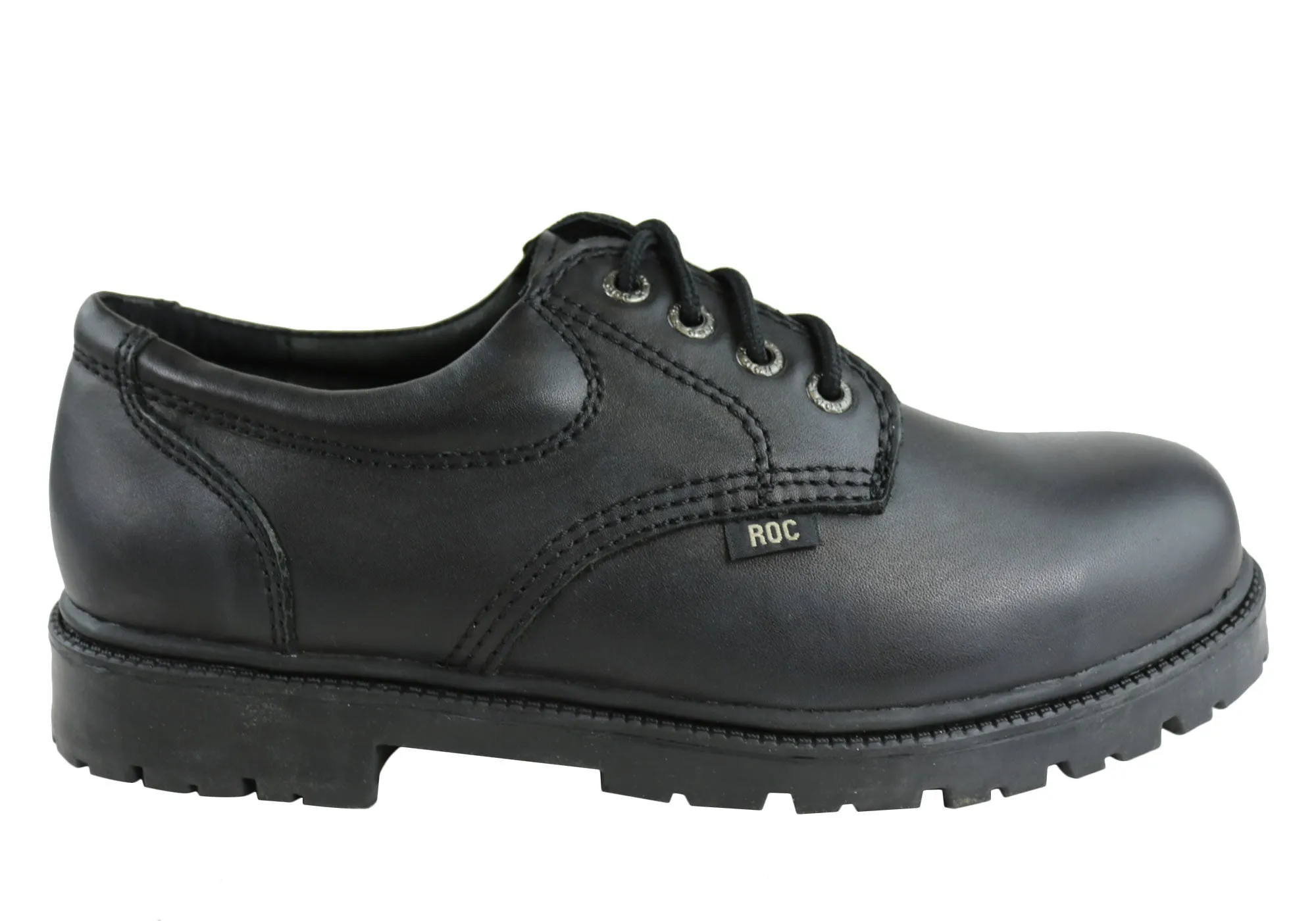 waterproof Lightweight Roc Magnum Senior Lace Up Black Leather Comfortable School Shoes