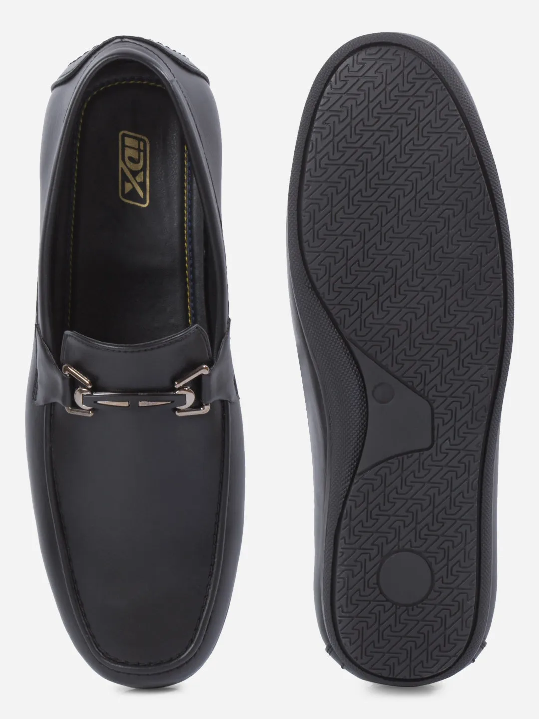 Style Pop Men's Black Moc Toe Buckle Loafer (IX4117)