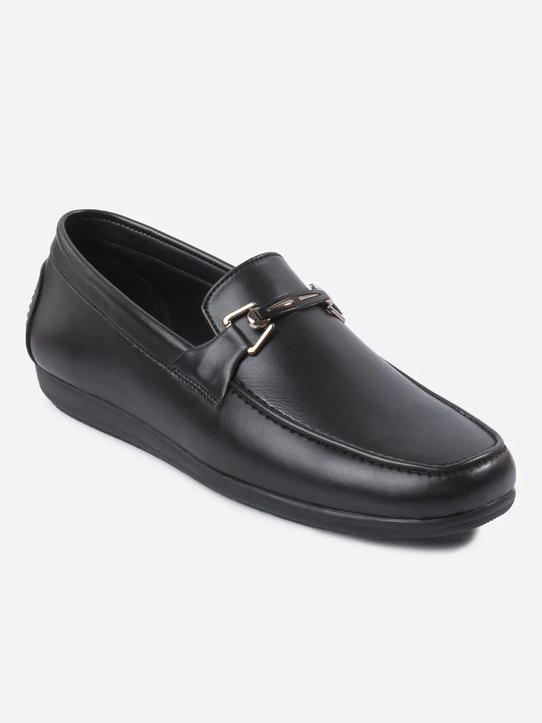 Men's Black Moc Toe Buckle Loafer (IX4117) Business Mode