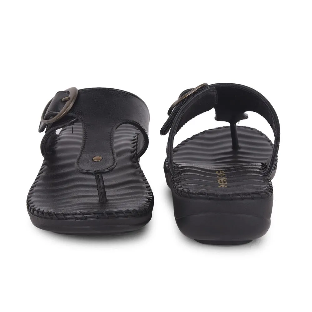 Healers Casual Black Slippers For Women DELMA-3E By Liberty Stable construction Comfort Heel