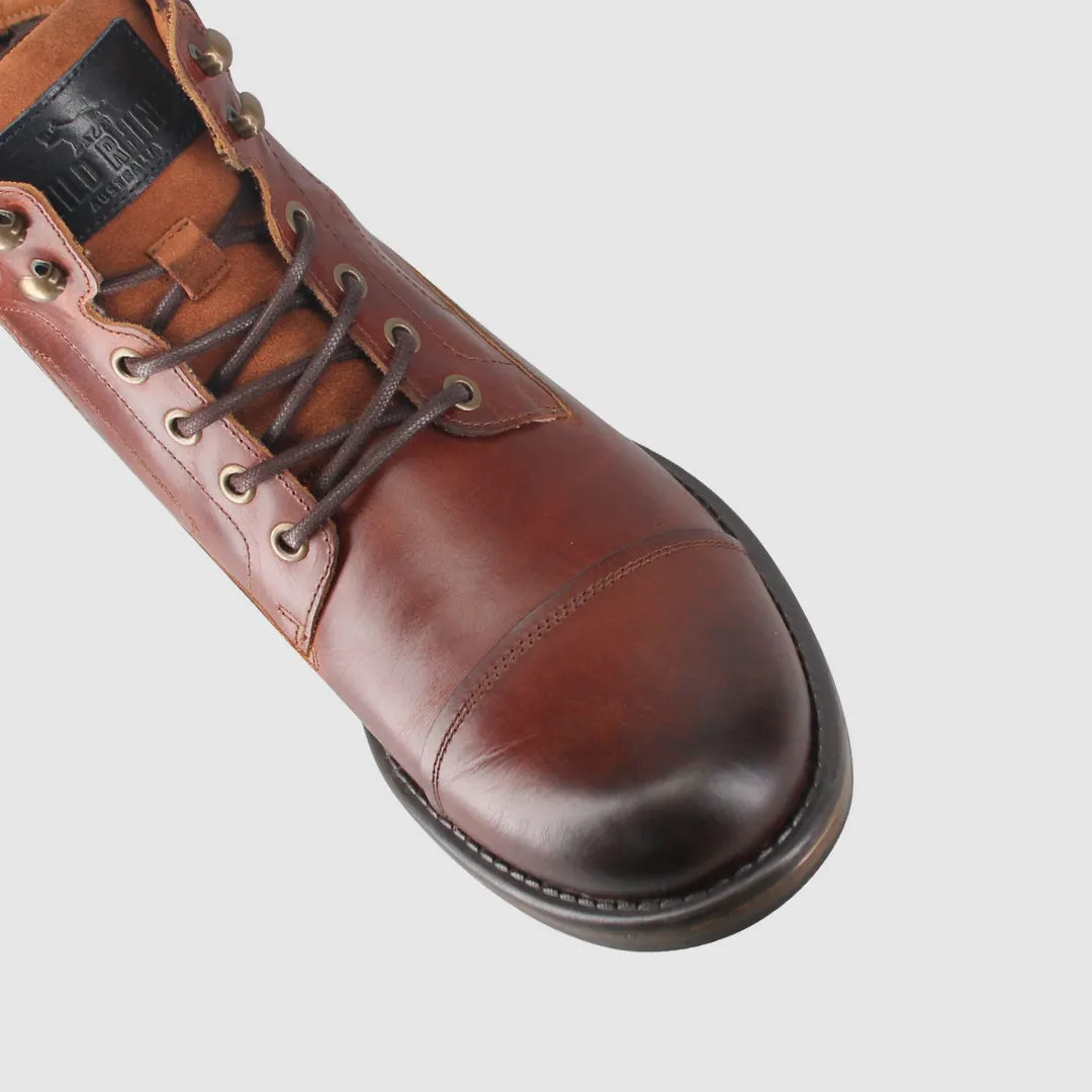 Slip Resistant Weather Resistant User Benson Lace Up Boots Cognac