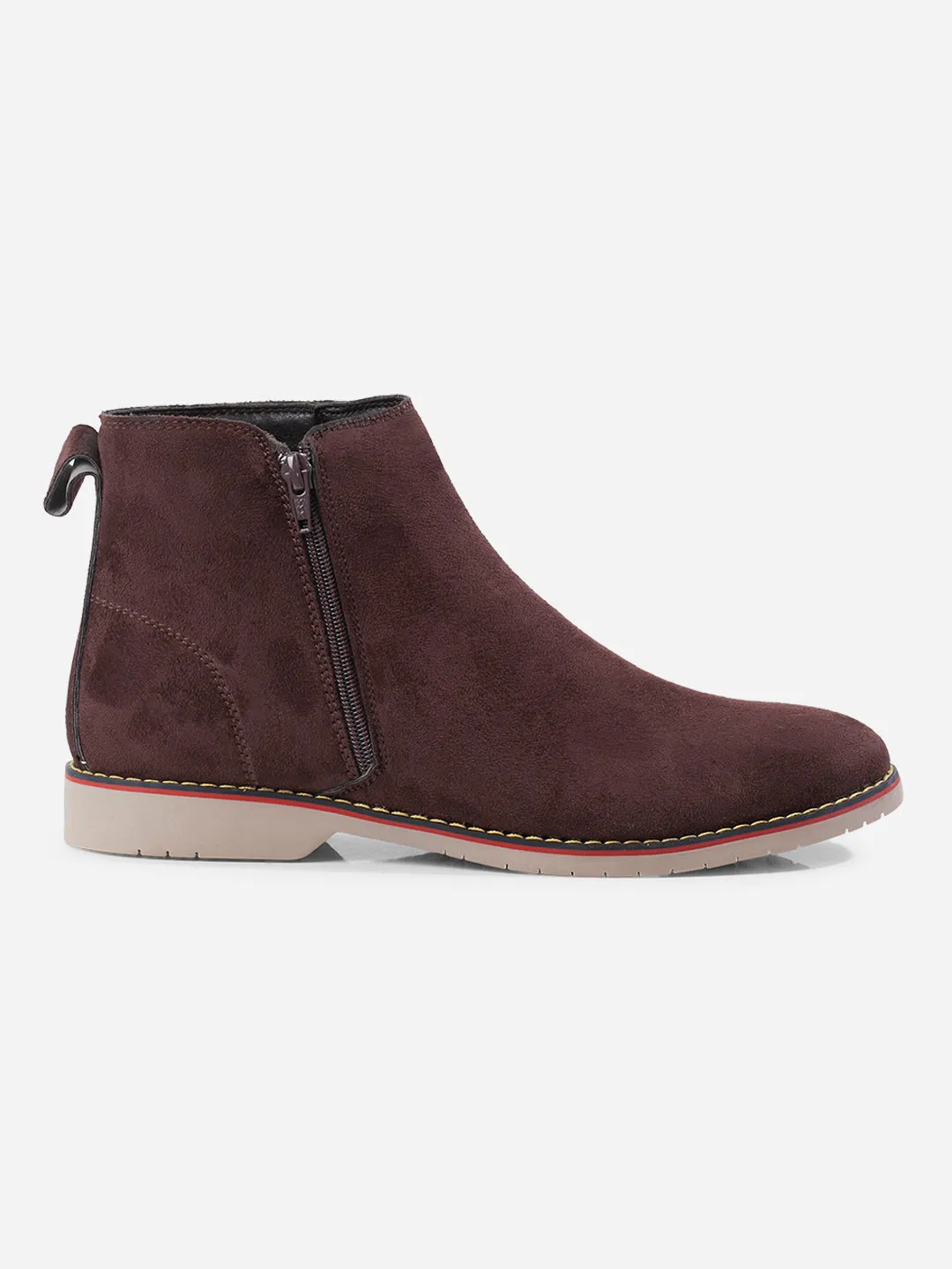 Sole Soft Men's Brown Suede Smart Casual Zipper Boot  (IX3036)