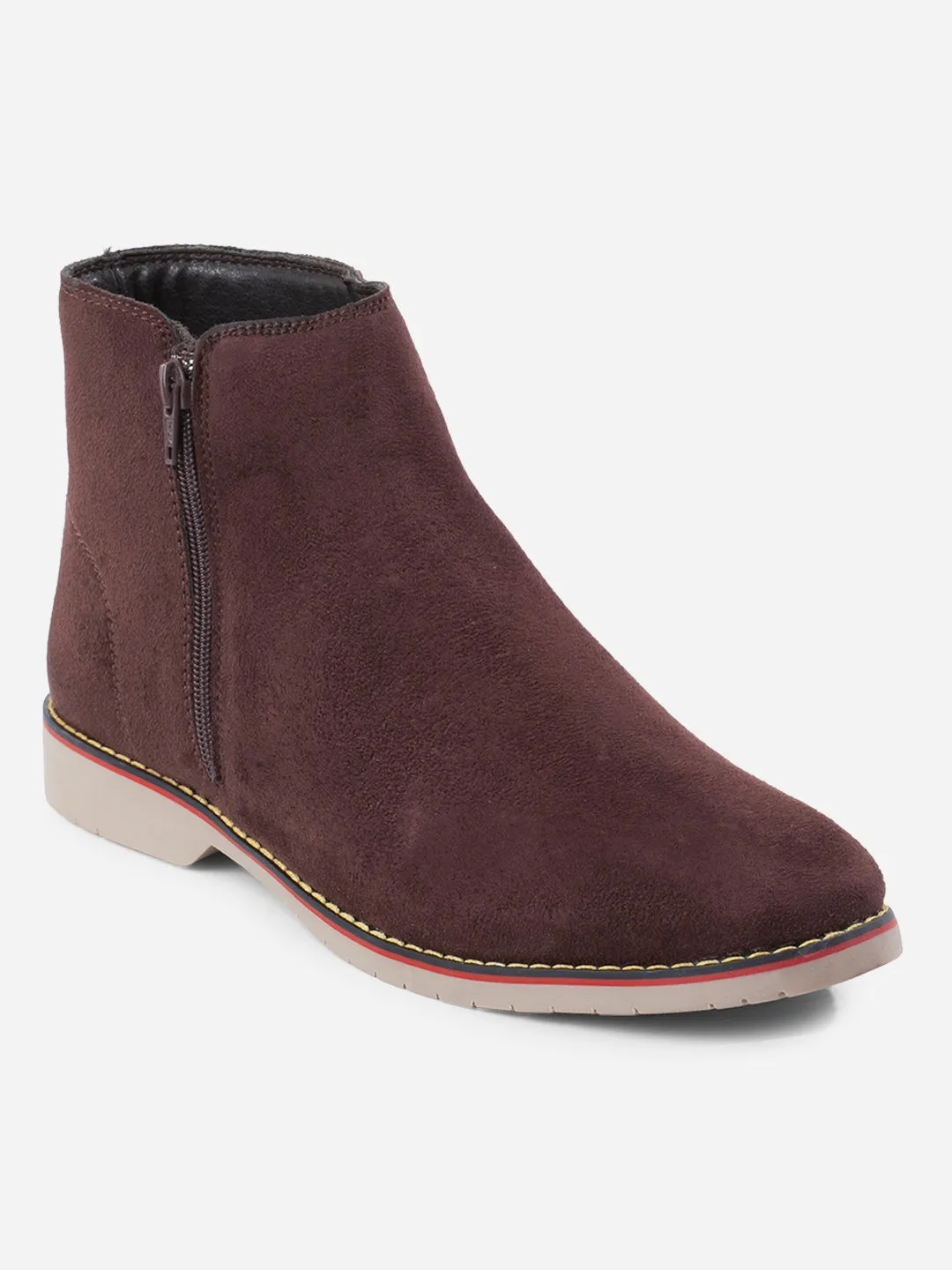 Men's Brown Suede Smart Casual Zipper Boot  (IX3036) Casual