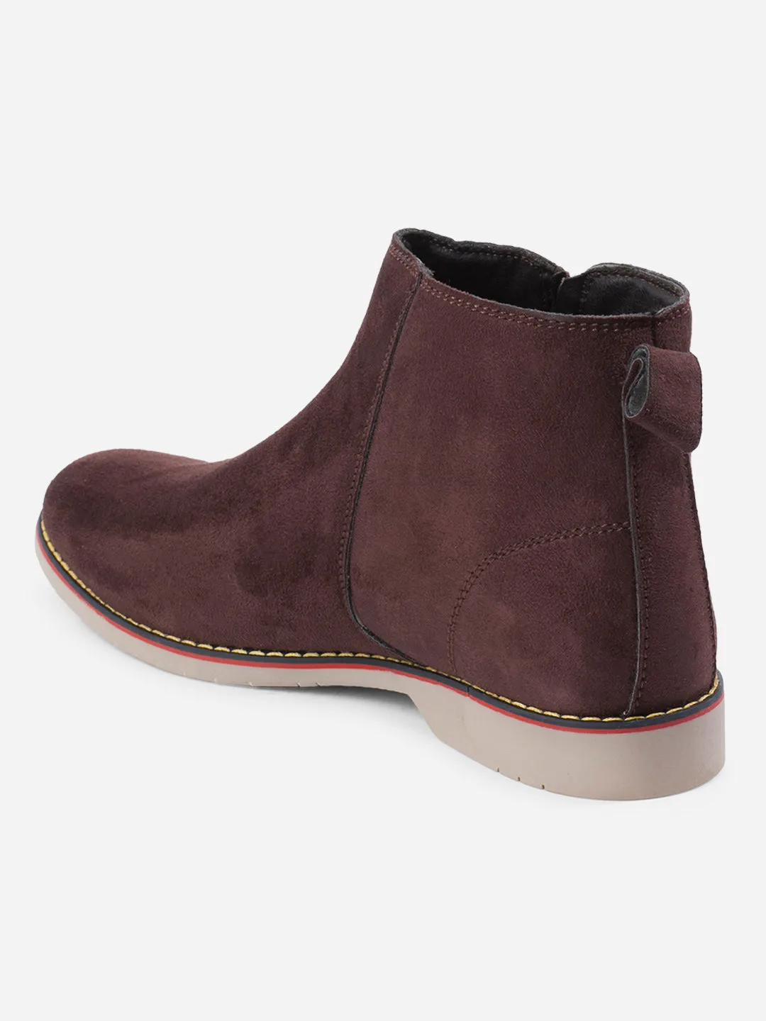 Men's Brown Suede Smart Casual Zipper Boot  (IX3036) Night Glow Bold Tone