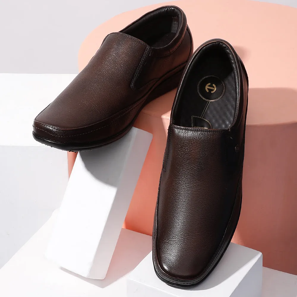 Healers Brown Formal Non Lacing Shoes For Men HA1-11 By Liberty Hand Work