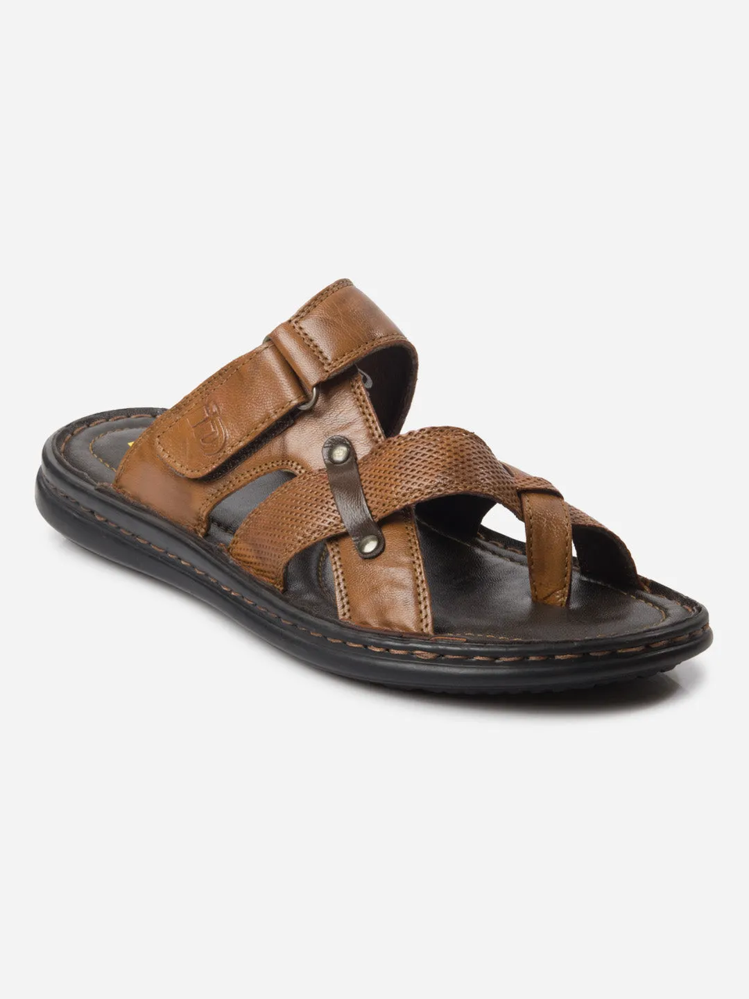 Classic Base Men's Tan Cross Strap Sandals (ID4151)