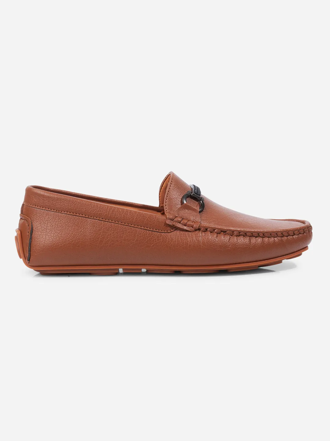 Men's Tan Moc Toe Buckle Loafer (IX4111) Leather Dry Fast