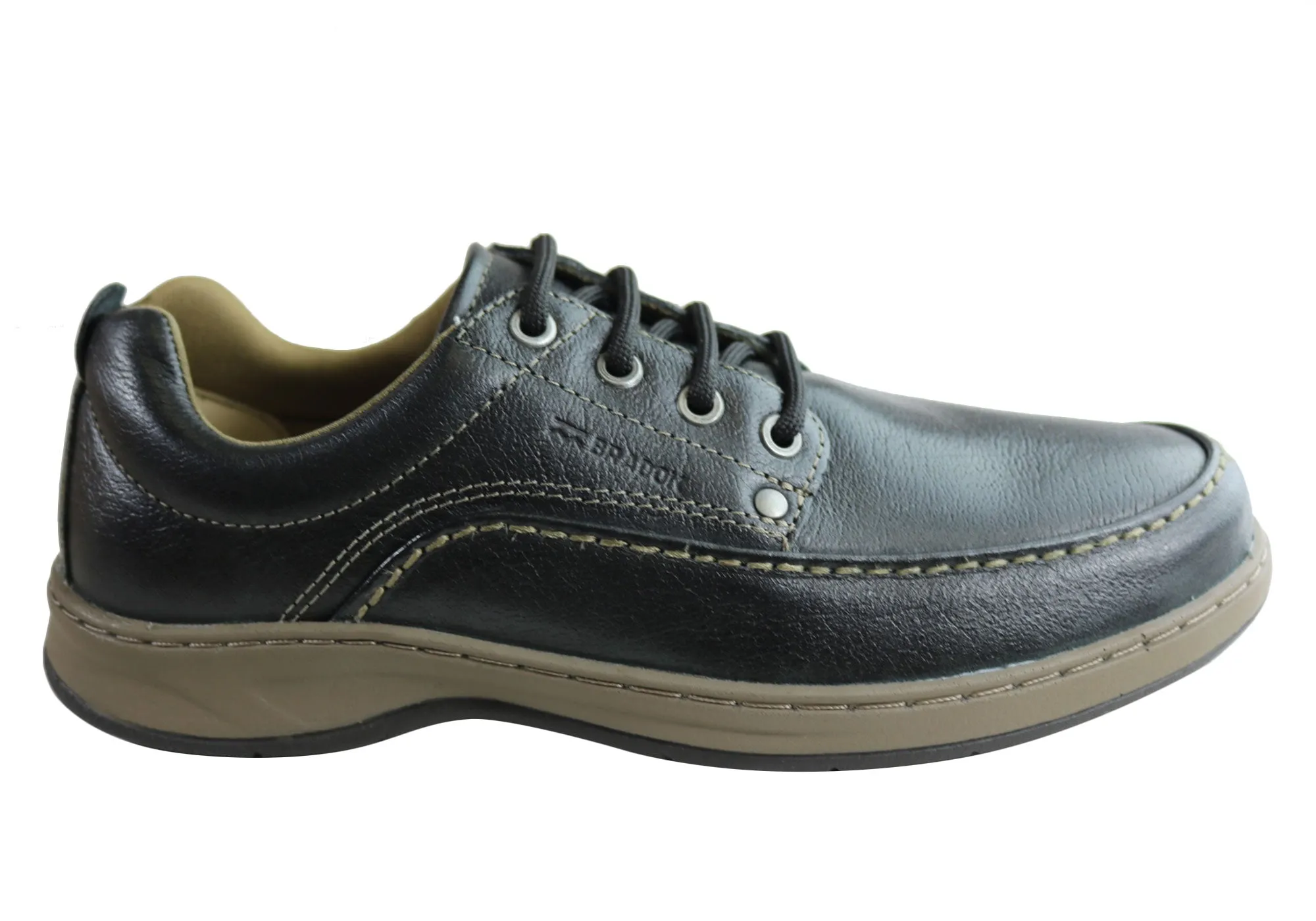 PaddedCollar Bradok Mens Classic Lace Comfortable Leather Shoes Made In Brazil