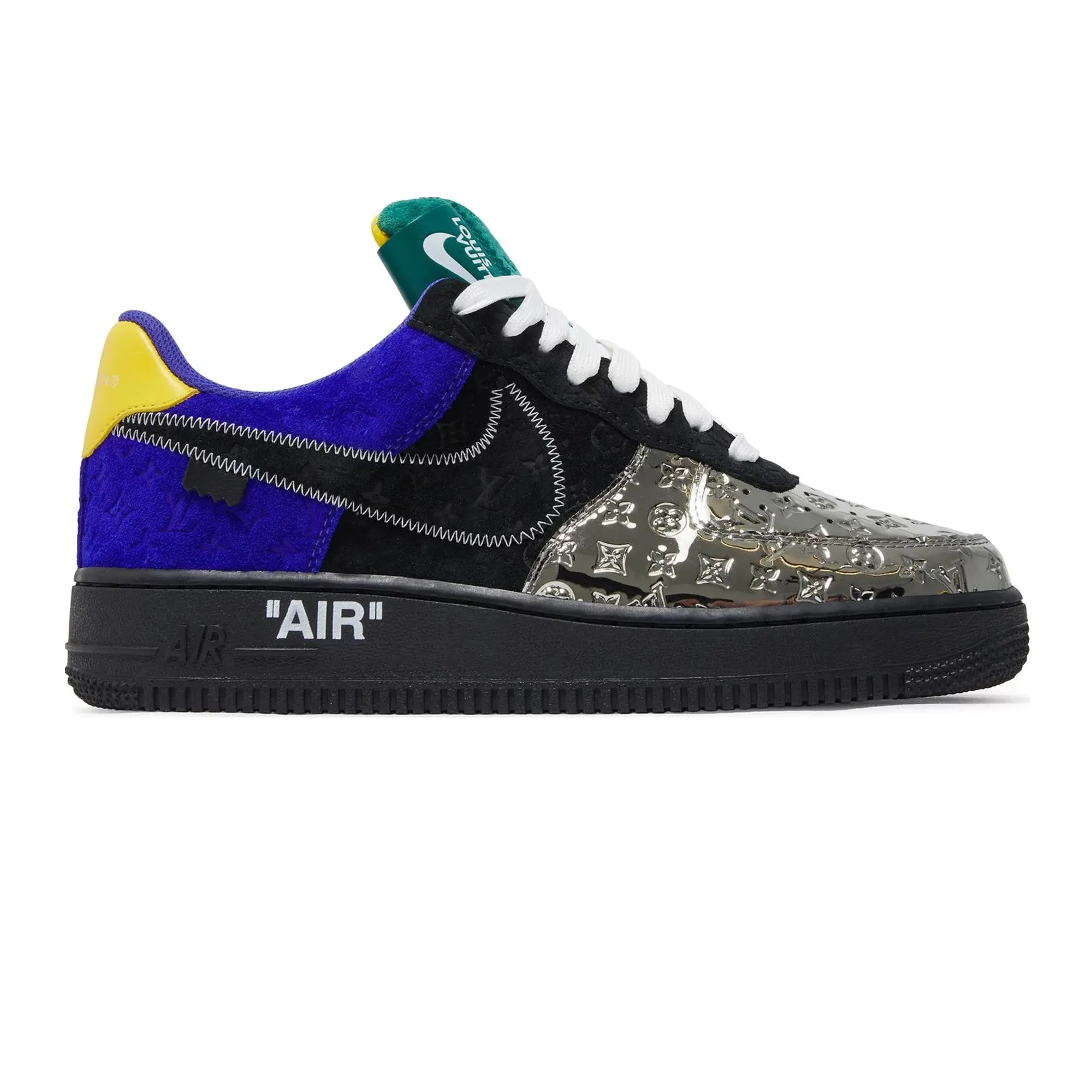 Resort Mood Air Force 1 x Louis Vuitton x Virgil Abloh 'Black Metallic Silver' (2022)