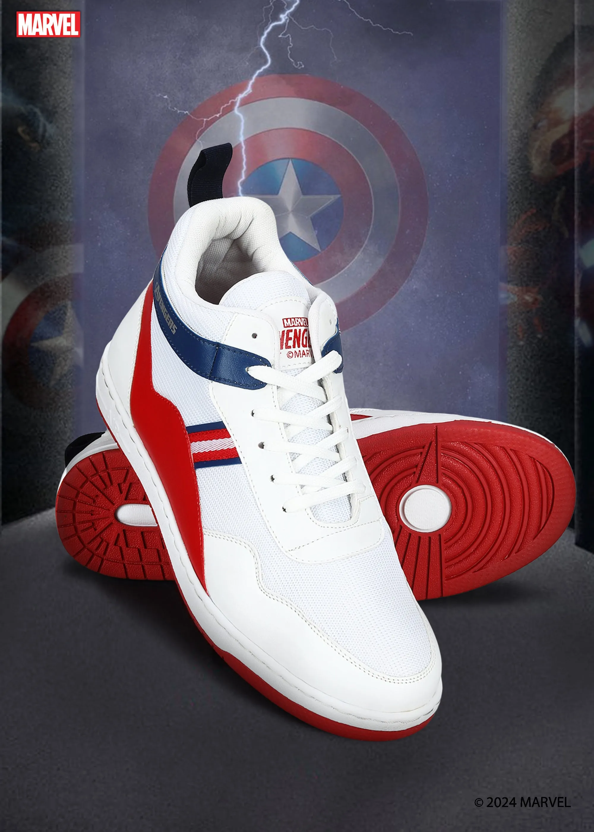 Marvel Men's White Casual Sneakers | Cushioned & Lace up Outdoor Style Summer cool Free Soul
