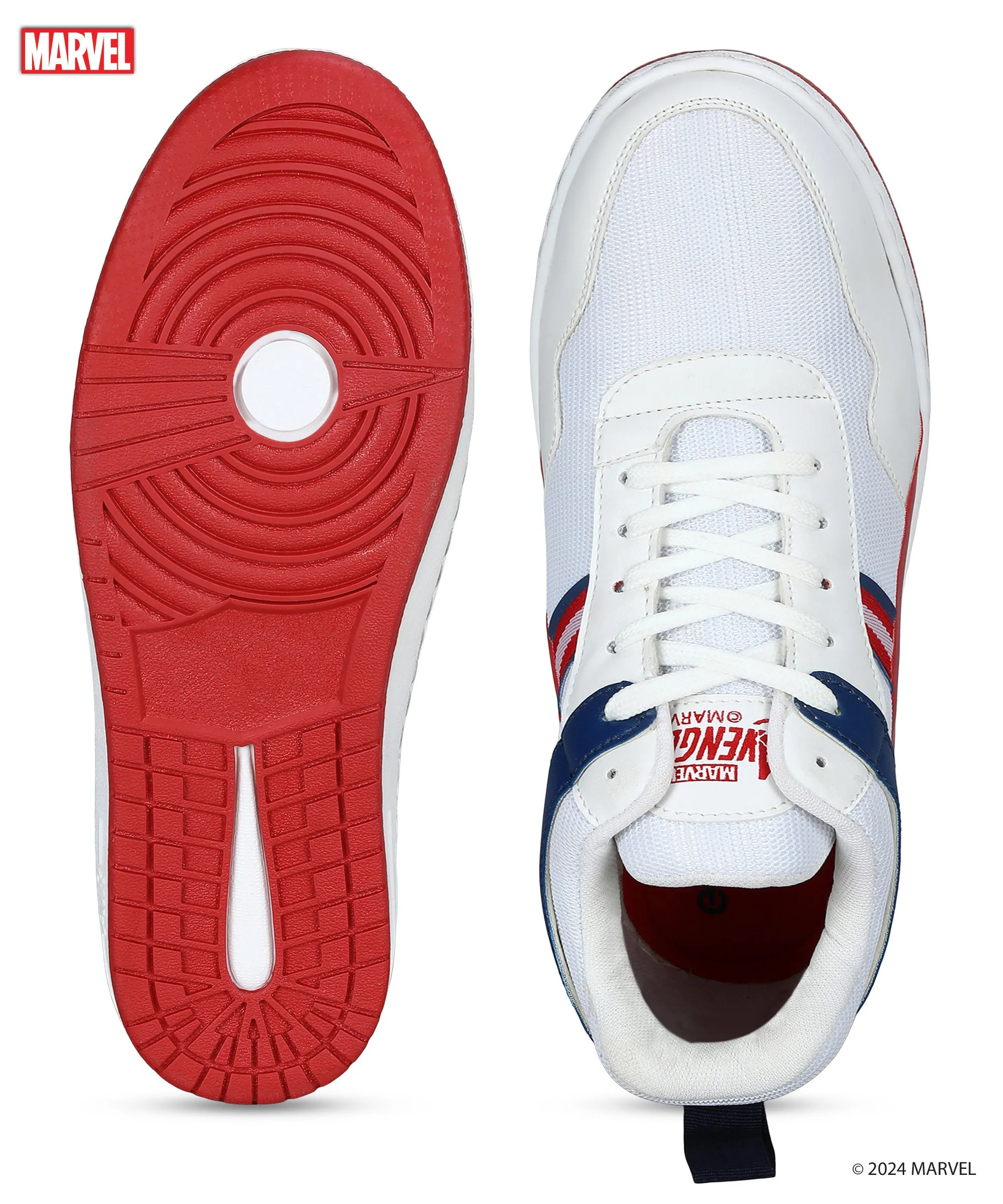 Marvel Men's White Casual Sneakers | Cushioned & Lace up Outdoor Style Comfort arch