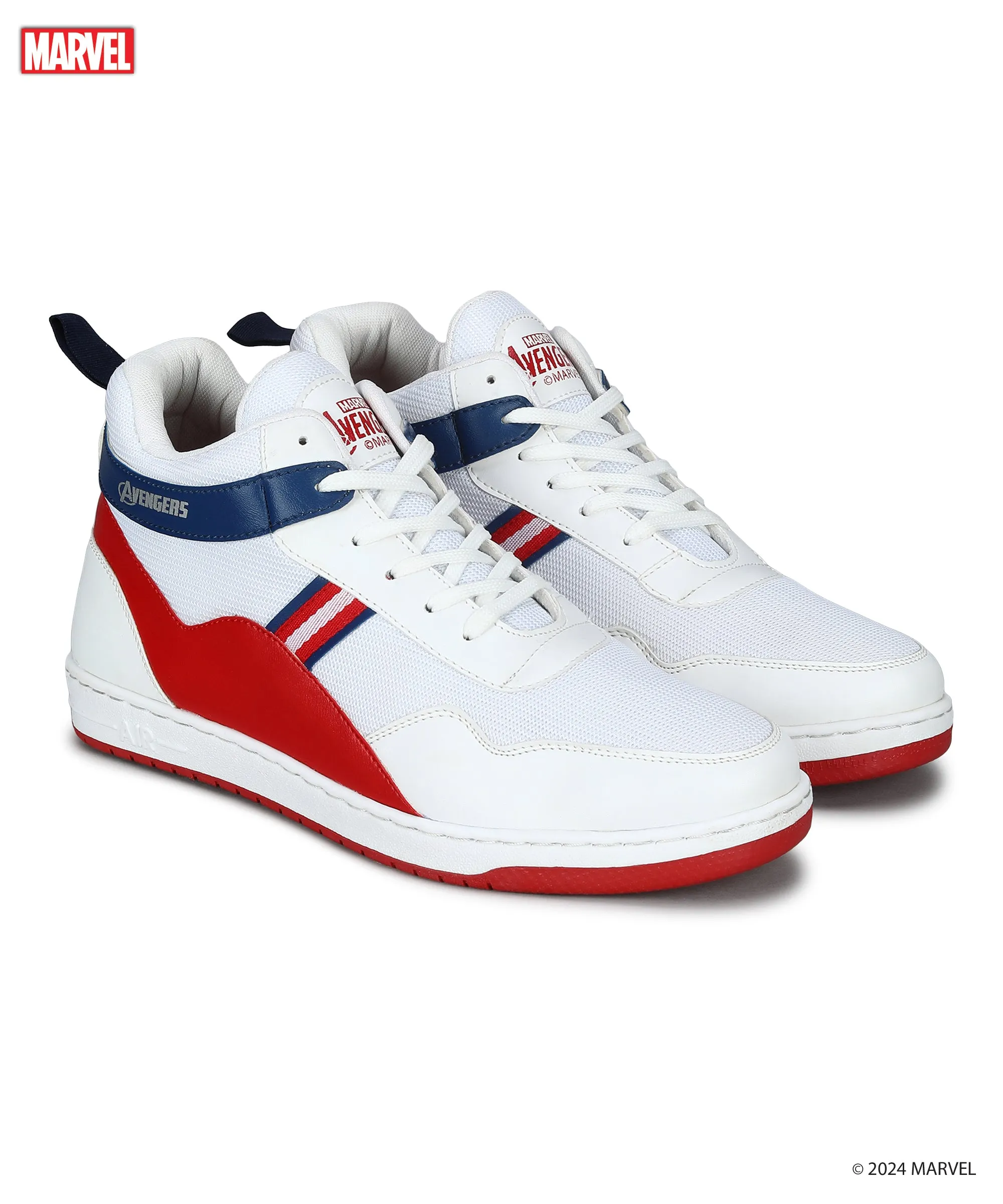 Vital Step Adjustable Marvel Men's White Casual Sneakers | Cushioned & Lace up Outdoor Style