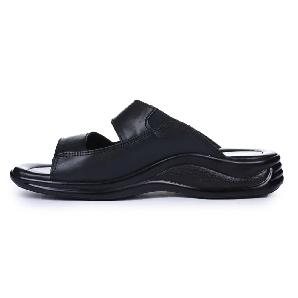 Coolers Casual Black Slippers For Men 2013-10 By Liberty Luxurious Leather Look Bold