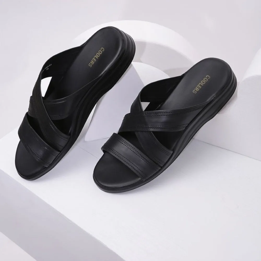 Tone Play Coolers Casual Black Slippers For Men 7123-61 By Liberty