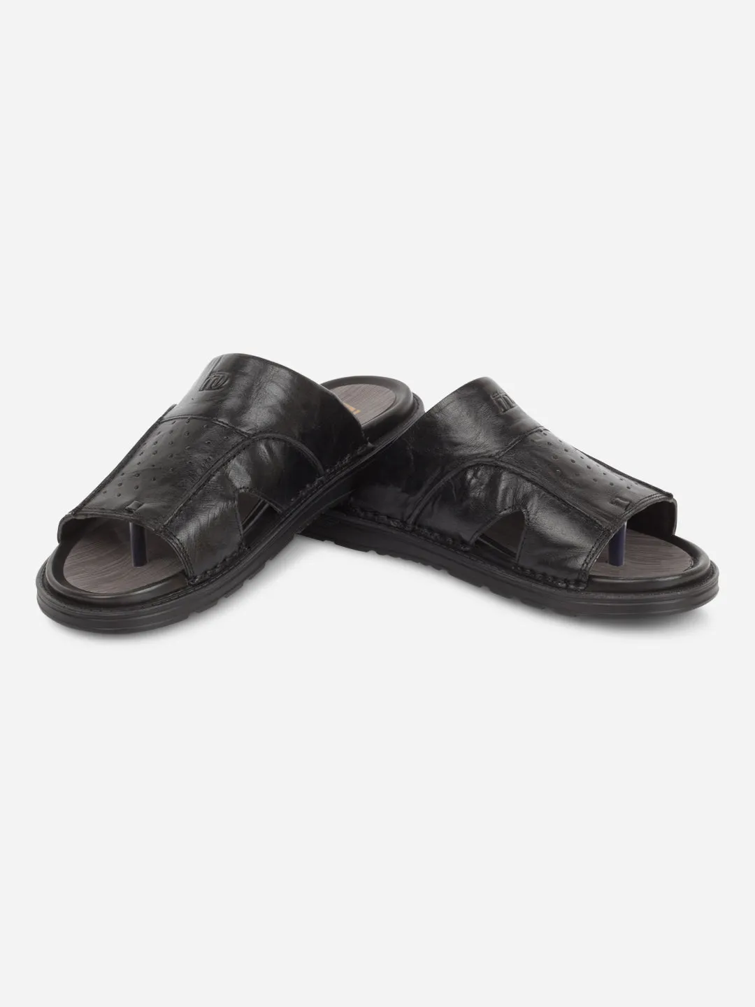 Classic Base Hiking Mood Men's Black Slip On Sandal (ID4243)