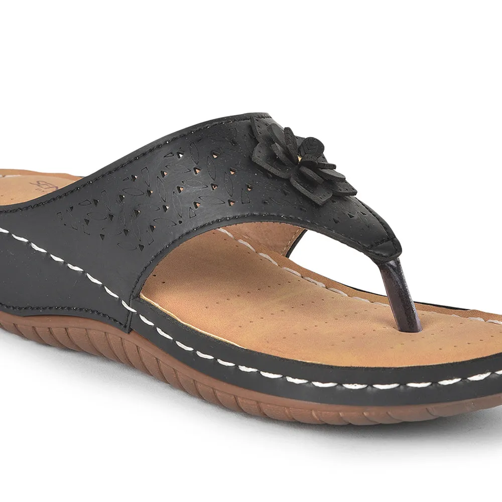 Moisture wicking Park Step Senorita Casual Black Slipper For Women LAF-756 By Liberty