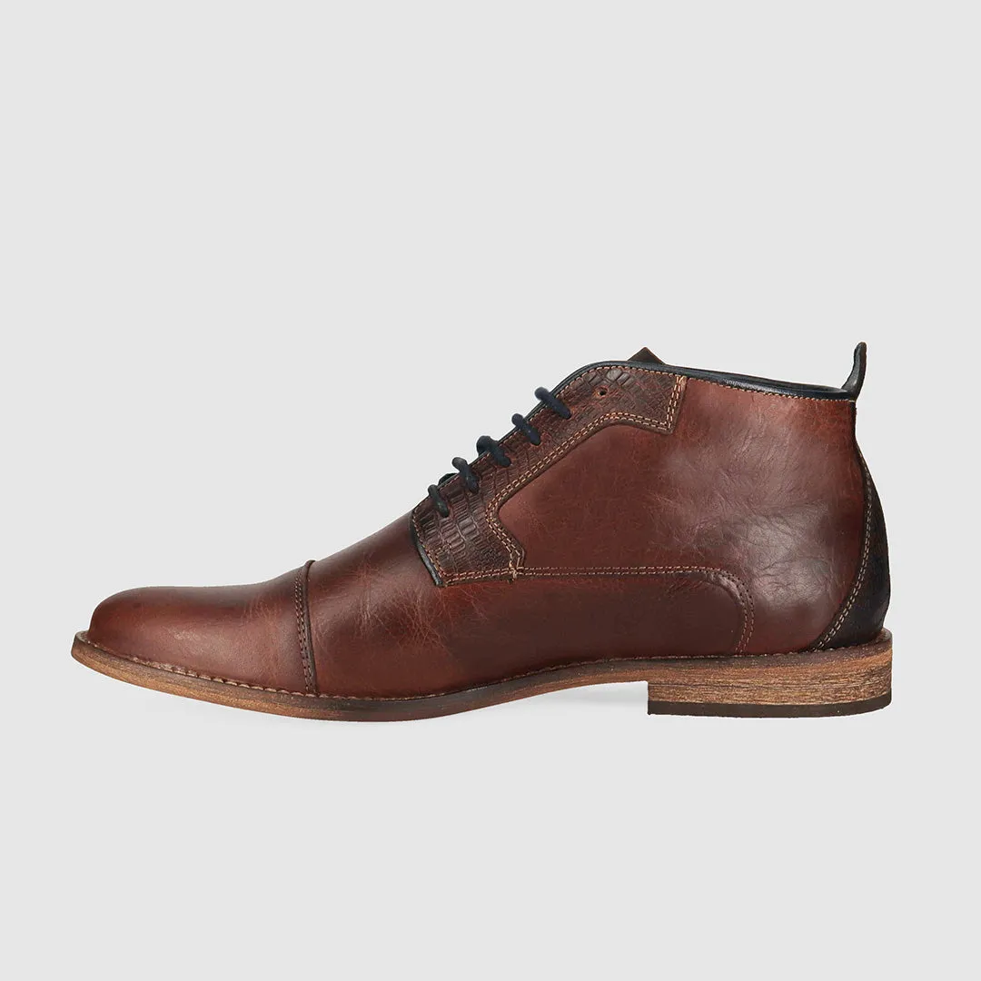 Gala Mode Cheeta Lace Up Boots Dark Brown