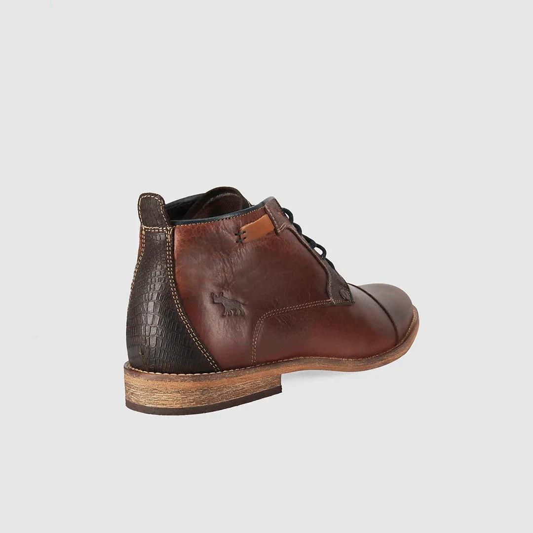 Basic Appeal Cheeta Lace Up Boots Dark Brown Clean Touch Sea Aqua