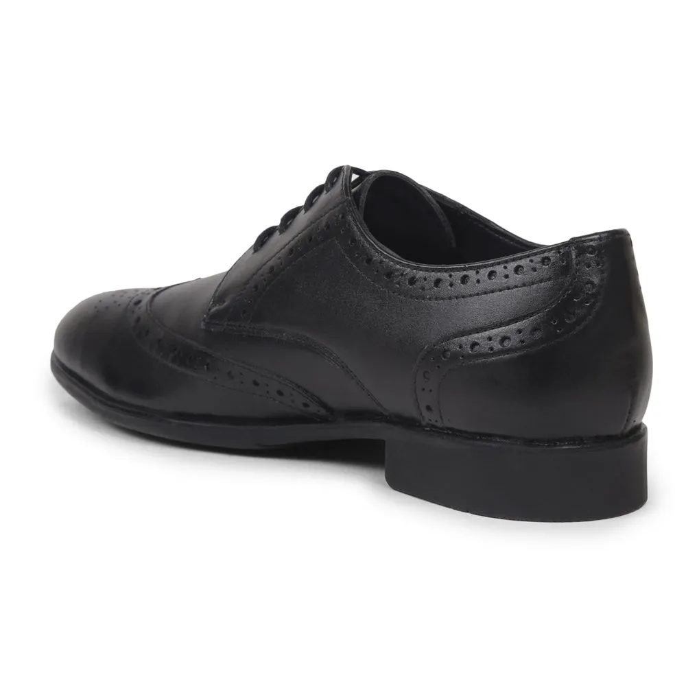 Fortune Black Lacing Formal Oxford Shoes For Men BELGIUM01E By Liberty Korean Fit Extra Height