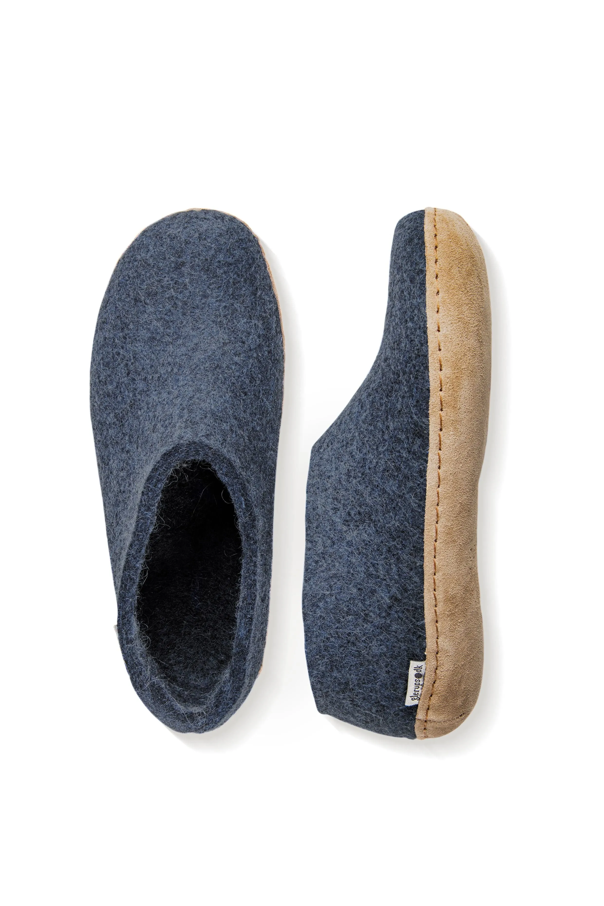 Glerups Slipper: Shoe, Denim, Leather A-10-00 Comfort Tongue Non Slip Standing Workers