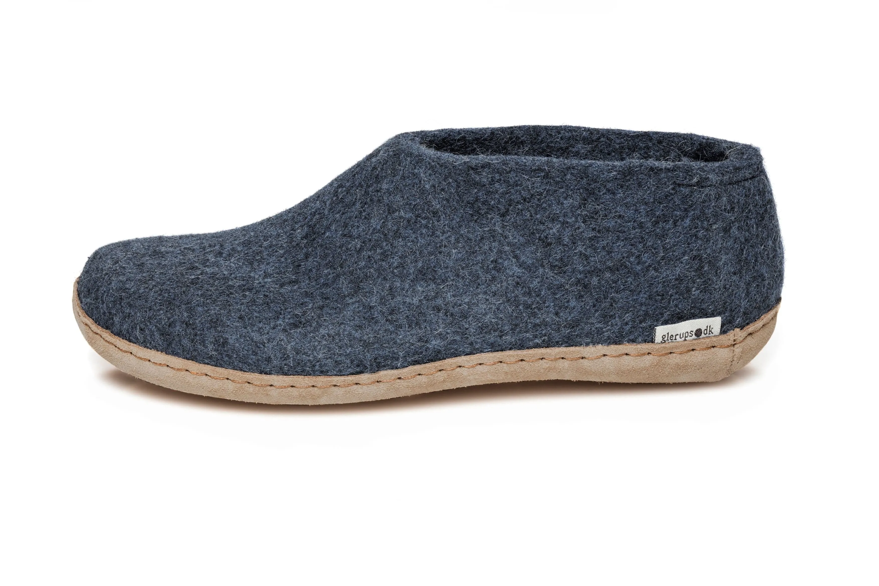 Glerups Slipper: Shoe, Denim, Leather A-10-00 Long Move