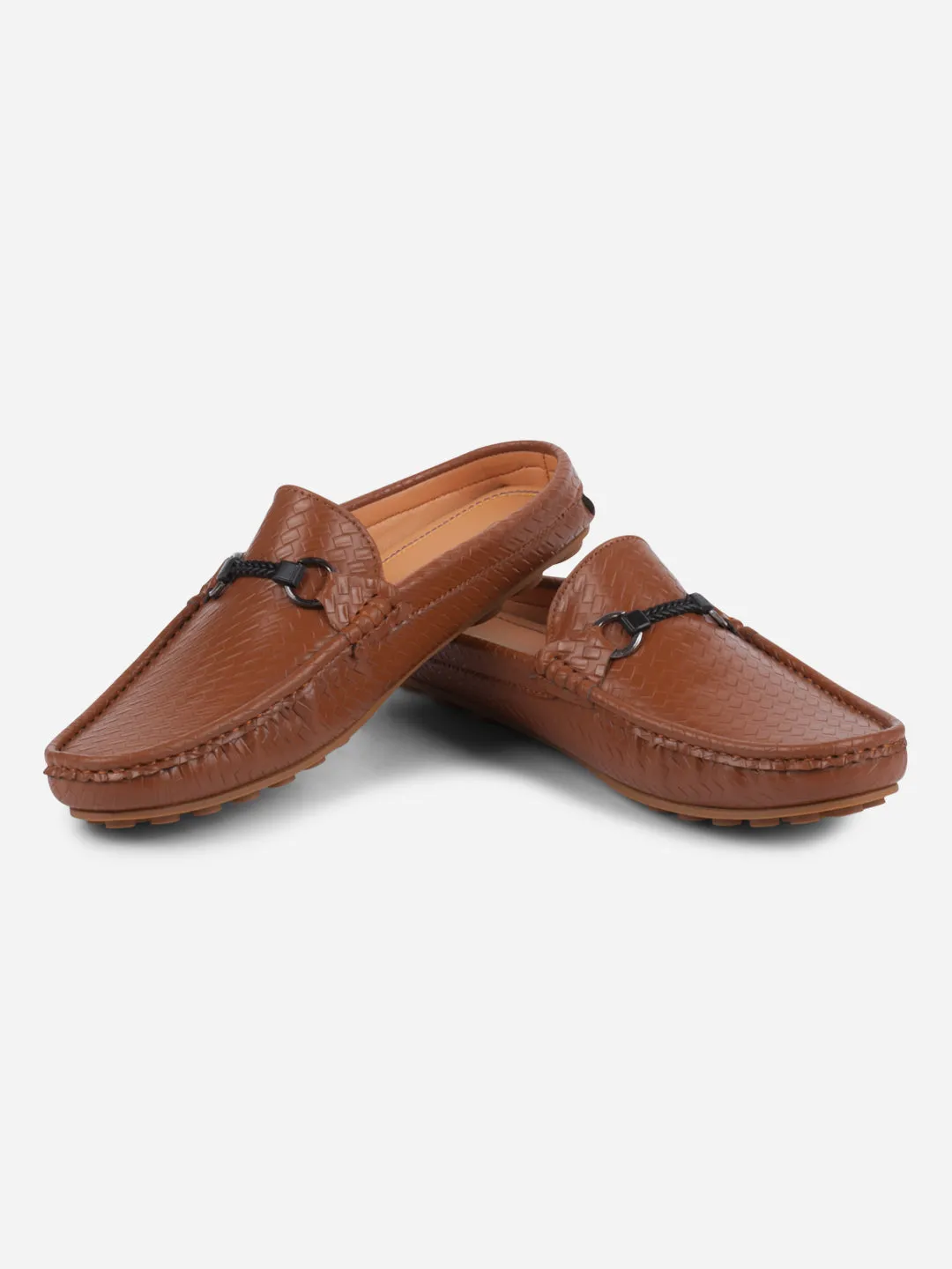 Breathable Upper Men's Tan Moc Toe Buckle Mule (IX4112)