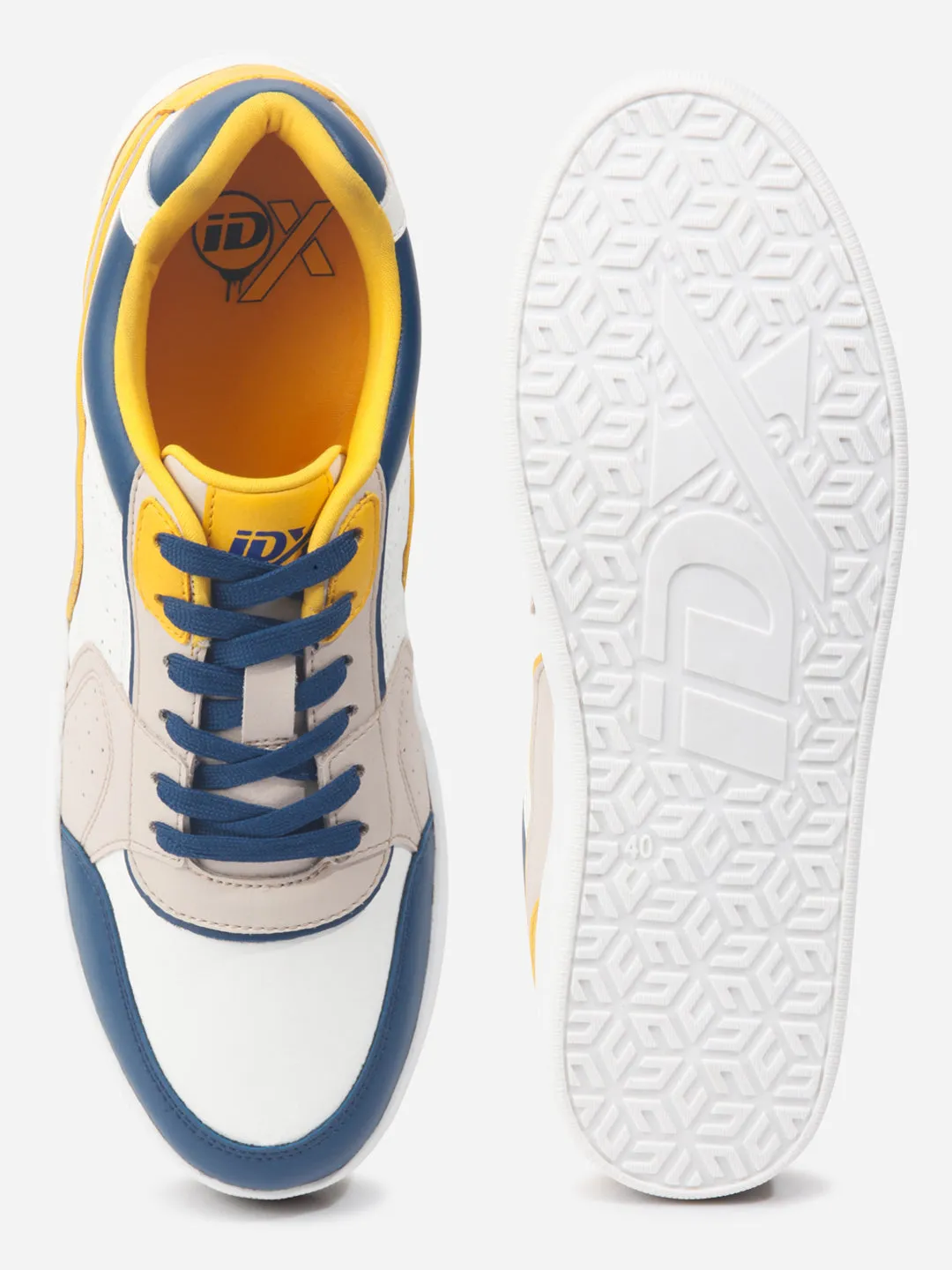 Natural Walk Men's White Beige Lace Up Fashion Sneakers (IX6013)