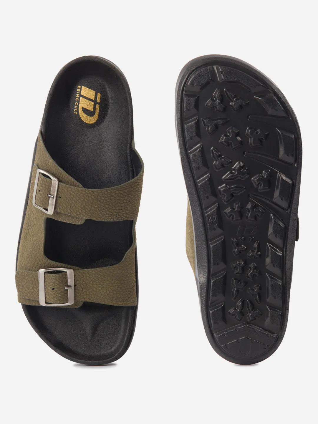 Men's Olive Strap Sandals (ID4271) Shock Guard Dance Floor