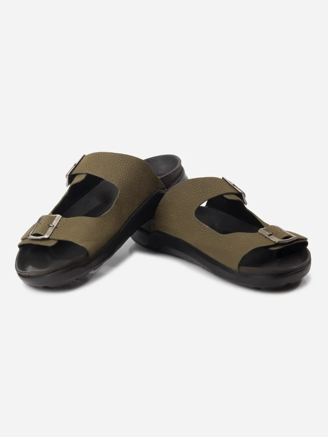 Sweat Resistant Standing Workers All Terrain Health Focused Men's Olive Strap Sandals (ID4271)