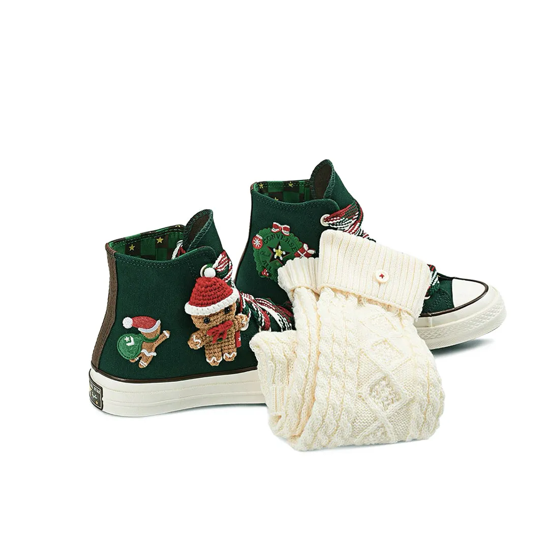 Converse - Unisex Chuck 70 X-Mas Gingerbread & Knit Sock High Top Shoes (A12455C) Kids Play Eva Midsole