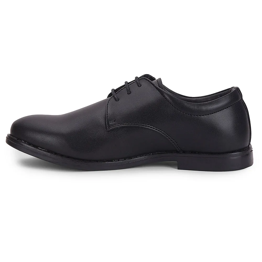 Fortune Black Formal Lacing Derby Shoes For Men MONTRICH-E By Liberty Elegant Finish