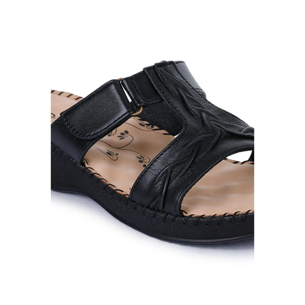 Stretch Fabric Active People Body Align Healers Comfort (Black) Platform Slippers For Women DR-526 By Liberty
