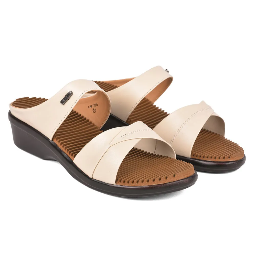 Quick Life Senorita Casual (Cream) Slippers For Women LAF-1025 By Liberty