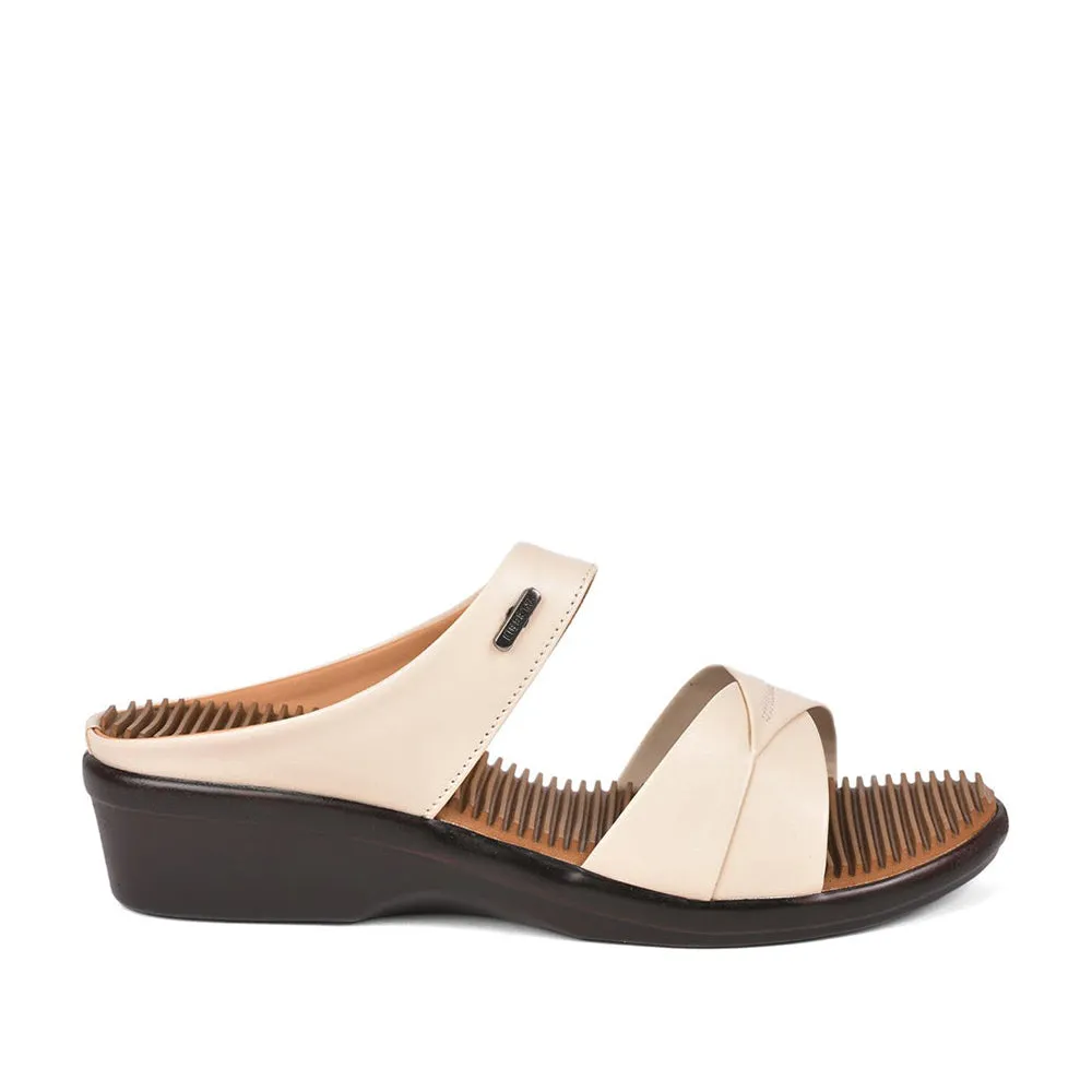 Senorita Casual (Cream) Slippers For Women LAF-1025 By Liberty Low Profile