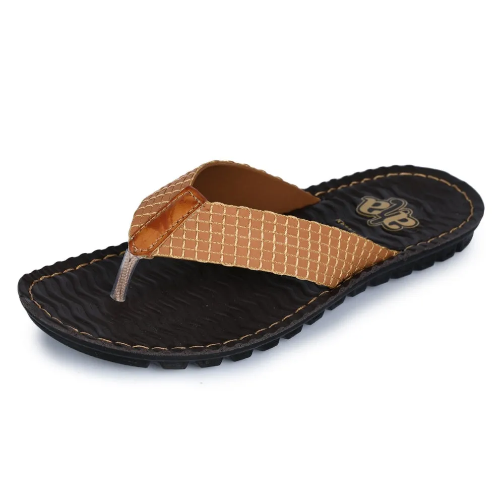 Opulent Fit Premium Footwear A-HA Tan Casual Slippers For Men 2137-11 By Liberty