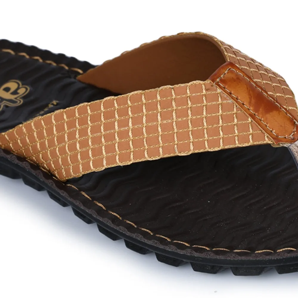 A-HA Tan Casual Slippers For Men 2137-11 By Liberty Stain Proof