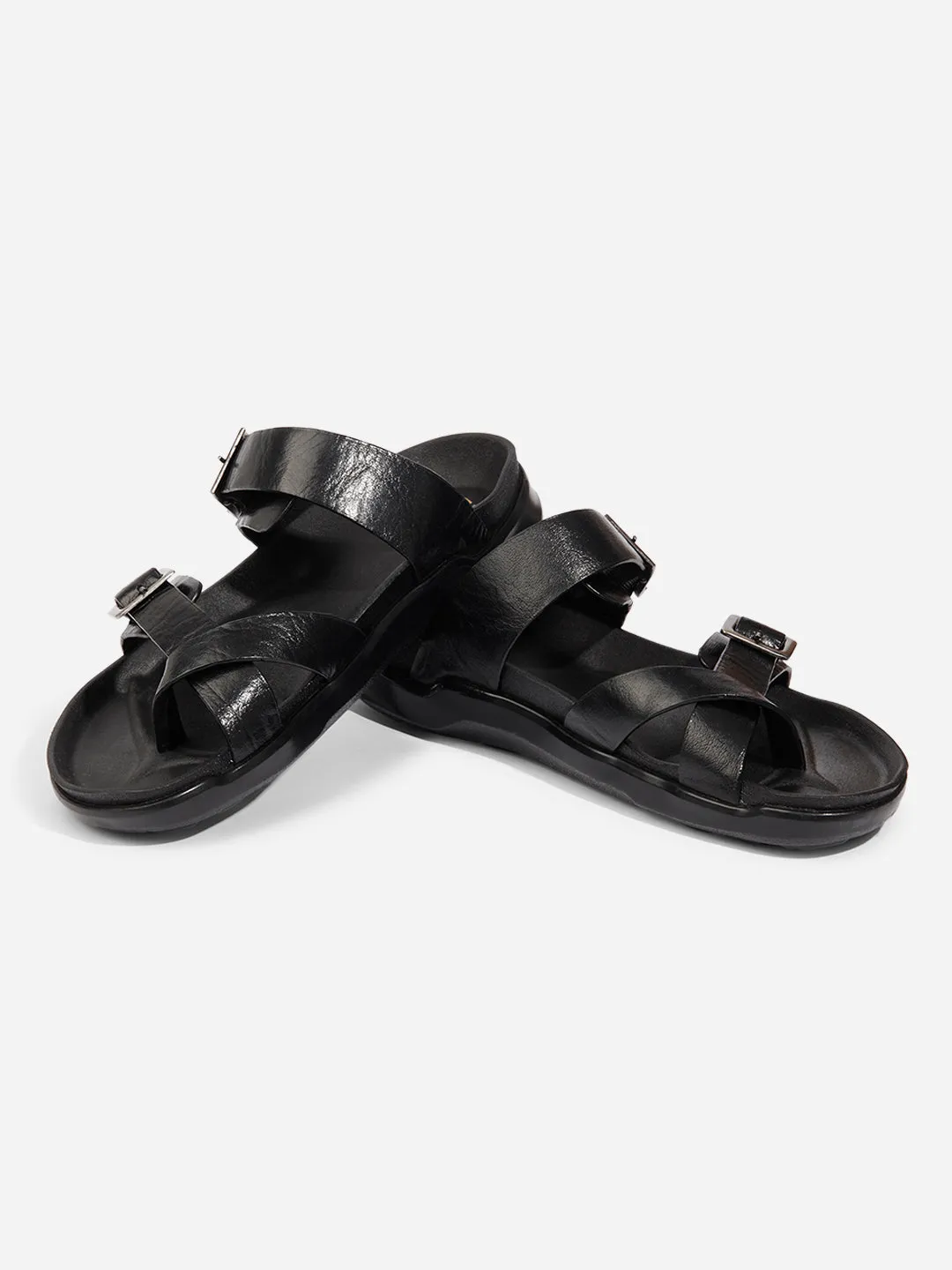 Men Black Sandal / Slipper (ID4223) Office Smart