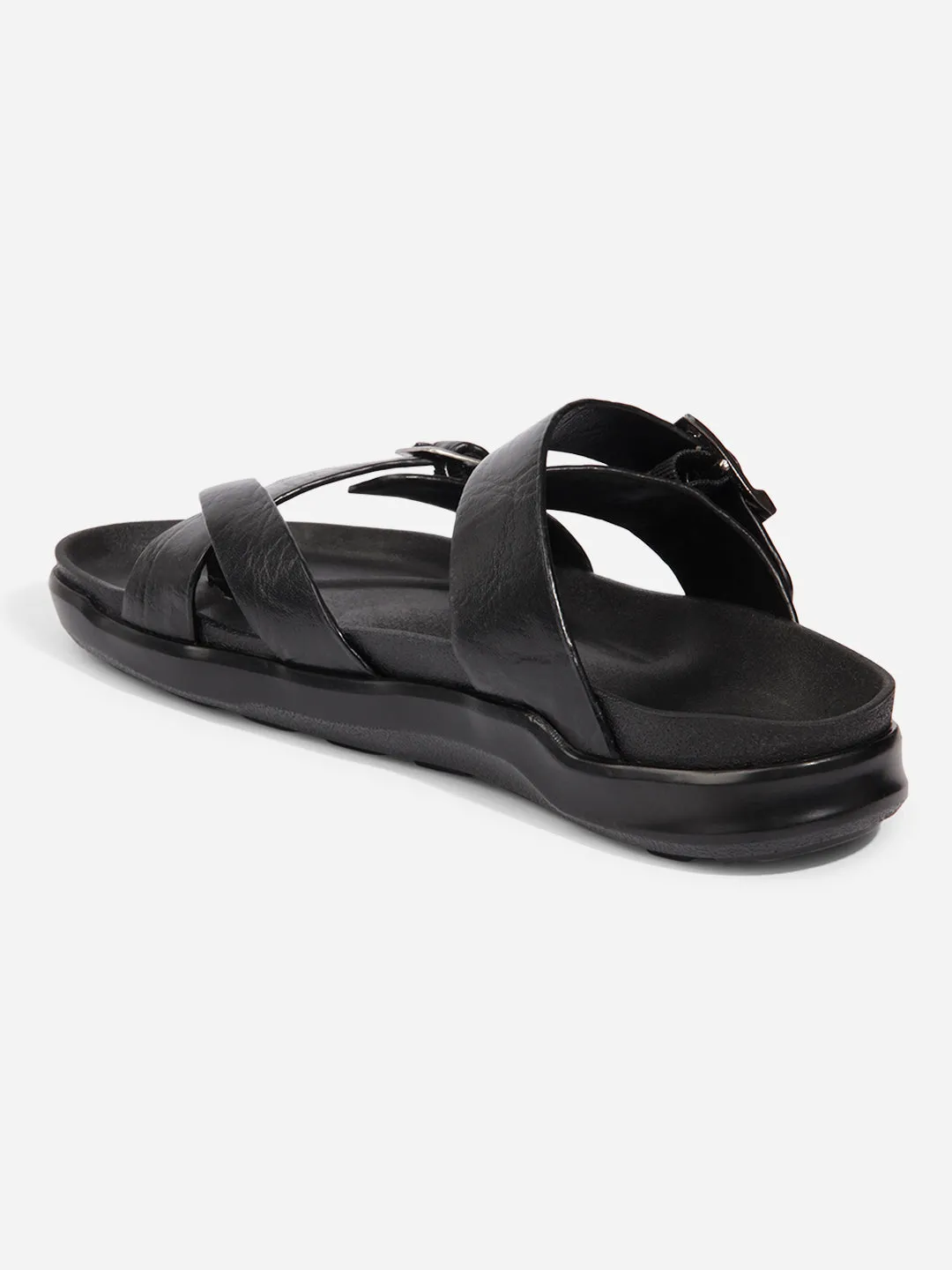 Cushioned Base Health Focused Men Black Sandal / Slipper (ID4223)