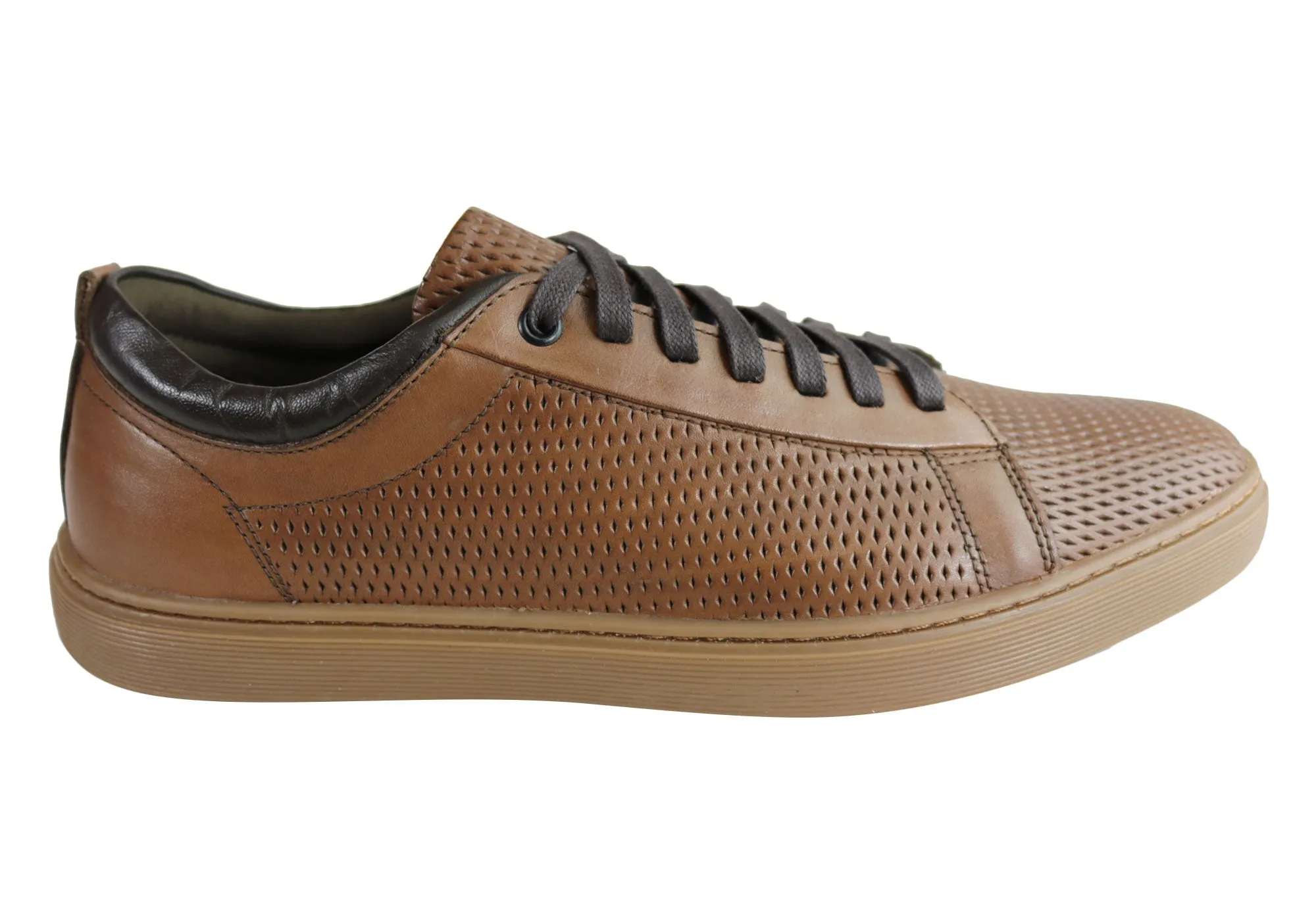 Elastic Lacing Gym Style Ferricelli Finch Mens Leather Lace Up Casual Shoes Made In Brazil