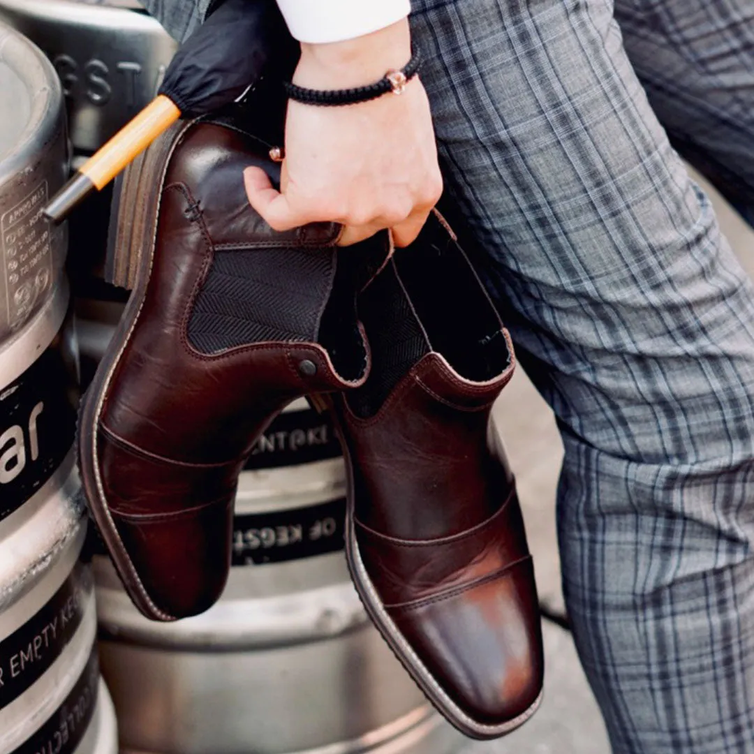 french chic Jonah Chelsea Boots Dark Brown