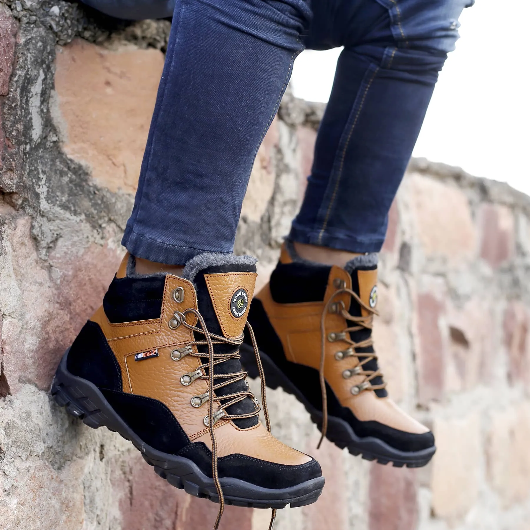 Comfort Heel Planet Mood Bacca Bucci Genuine leather Grain Boots with Fur