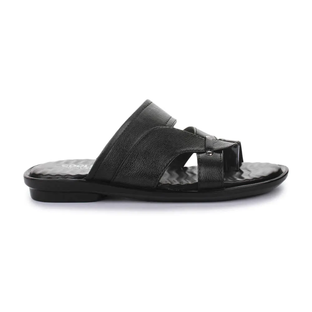 Coolers Casual Black Slippers For Men TRL-113 By Liberty Foot Ease