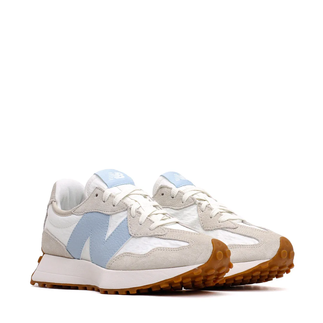 New Balance Women 327 Timberwolf Light Chrome Blue WS327FTA Season Ease Comfort Tongue