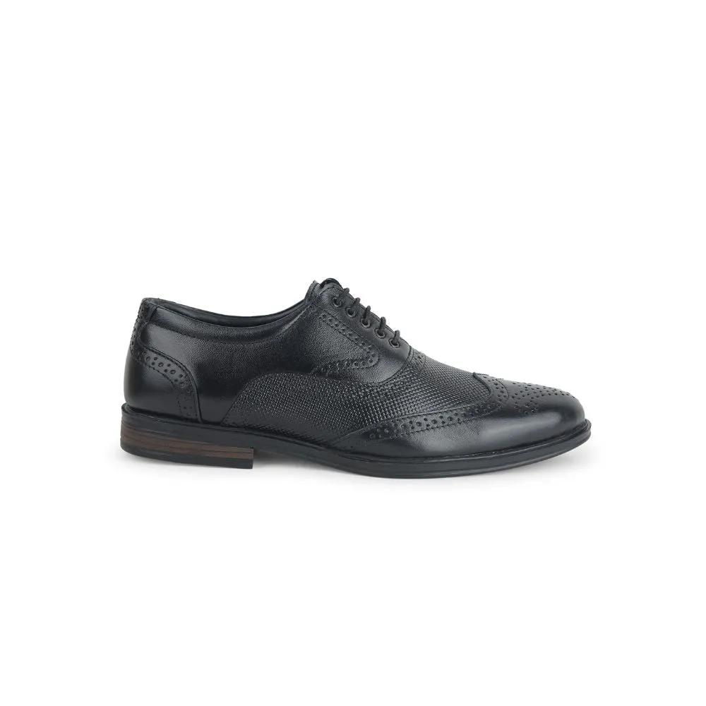 Fortune Formal Black Lacing Brogue Shoes For Men HOL-125E By Liberty Chisel Tip