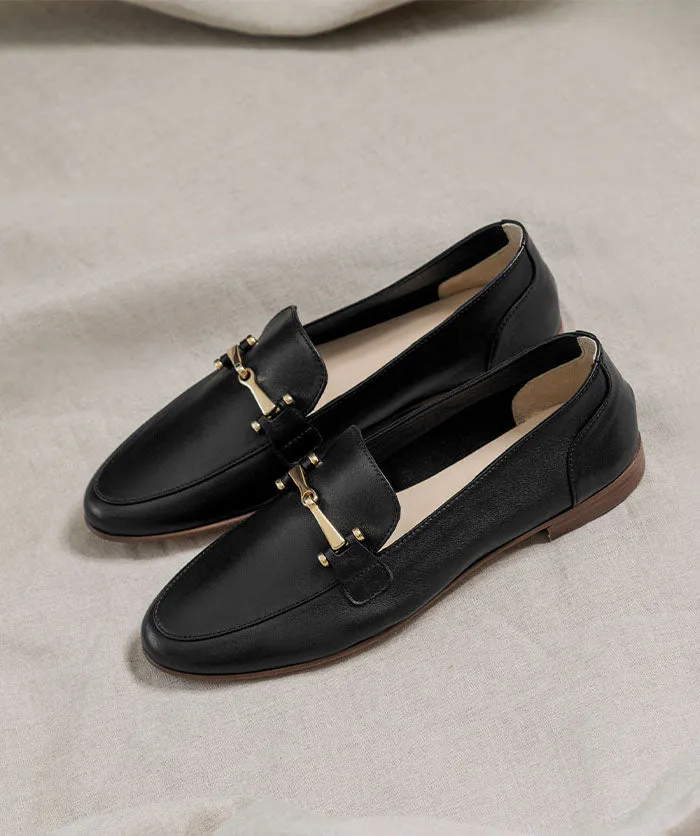 Mocassins AMELIE Noir Stitched Seams Exclusive Model