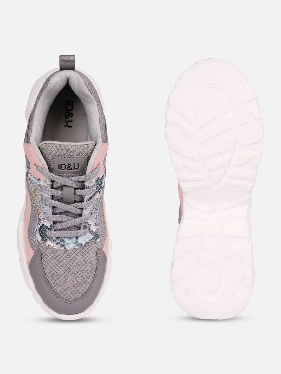 Women's Grey/Pink All Seasons Wearing Sneakers (IU1003) Training Sessions Motion Comfort