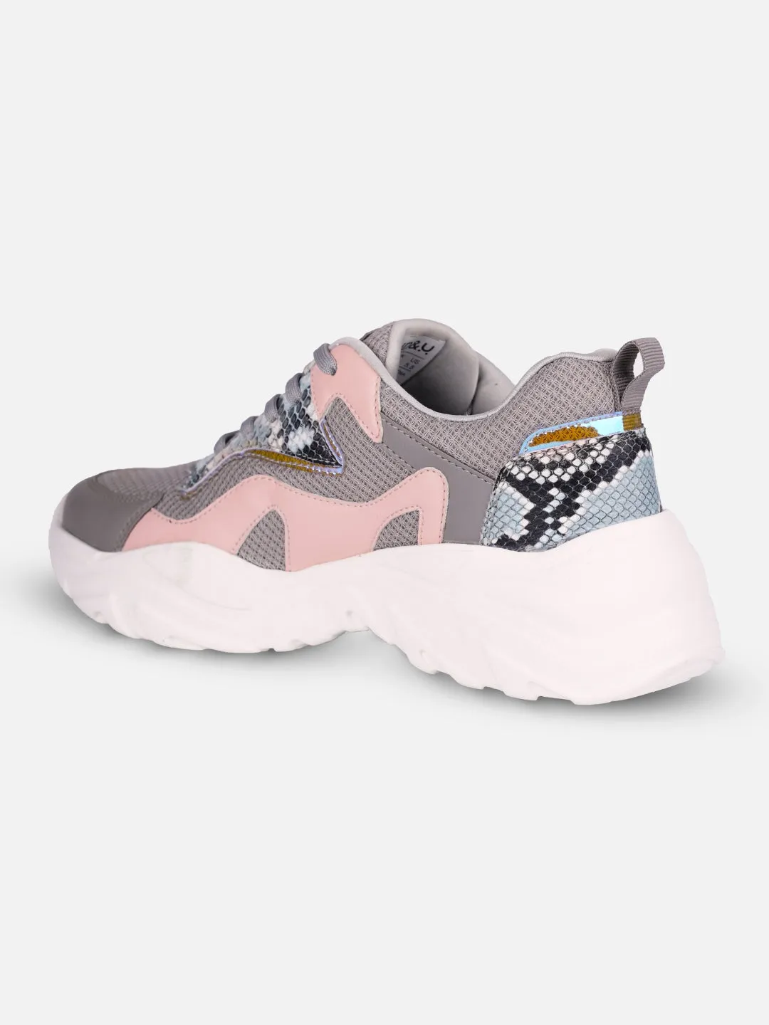 Tennis Court Dynamic Flex Zones Women's Grey/Pink All Seasons Wearing Sneakers (IU1003)
