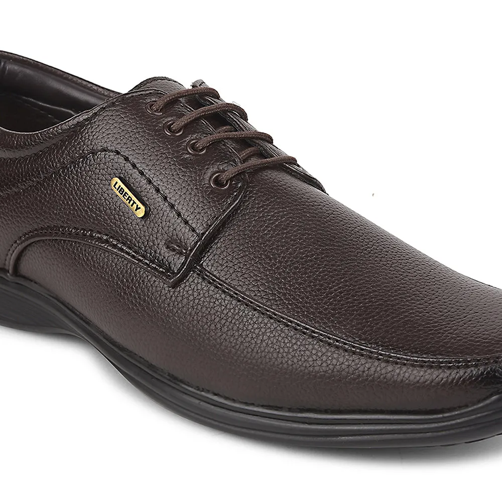 Fortune Brown Formal Lacing Derby Shoes For Men R573-05 By Liberty Urban Edge Slim Profile