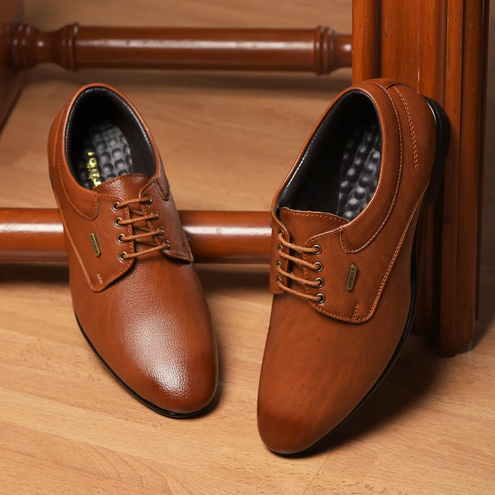 Fortune By Liberty Men HOL-110 Tan Formal Lacing Derby Shoes Easy Pace Polished Trim