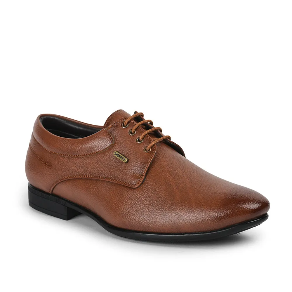 Mark Edge Classic Shape Fortune By Liberty Men HOL-110 Tan Formal Lacing Derby Shoes